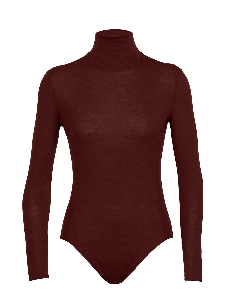 Sous Vêtement Icebreaker Merino Queens Long Sleeve High Neck Bodysuit Femme Rouge | FR 1700YXFU